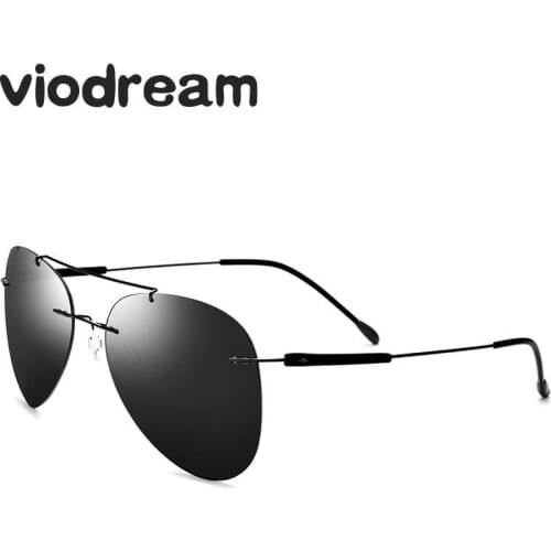 Viodream Super Light Pilot Frameless Male Sunglasses Round Toad Polarized Driver Titanium Sun Glasses For Men Oculos De Sol 1851