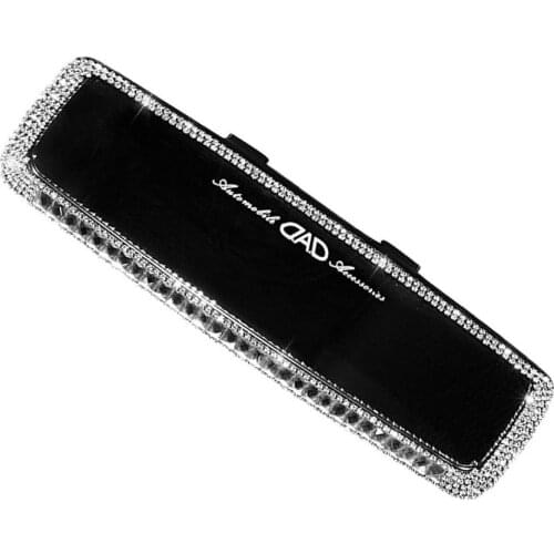 Rhinestone Car Interior Rearview Mirror Decor Charm Crystal Bling Diamond Ornament Rear View Mirror Cover Women Auto Accessories