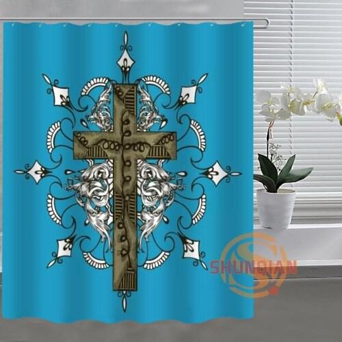 Unique Creative Cross Custom Shower Curtain Bathroom Fabric For Bathroom Decor Bathroom Curtain Acceptable Custom H03d26f48