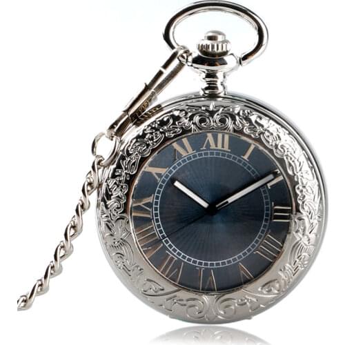 Vintage Mechanical Automatic Self Wind Pocket Watch Transparent Silver Pocket Watch Luxury Fob Watches Men Clock Women Xmas Gift