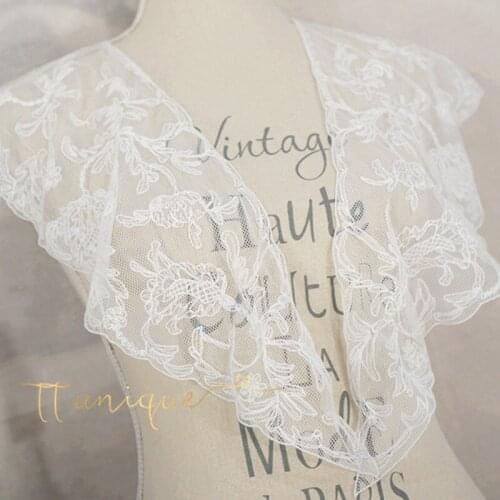 Embroidery collars white cotton texture light three-dimensional classical Woven flowers Hollow shoulders laces bows small shawls