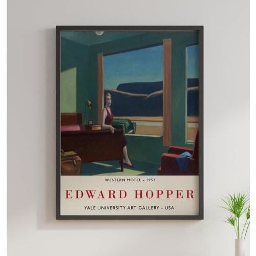 Edward Hopper Exhibition Poster - Gallery Quality Print - Western Motel - Wall Art Decor - Poster art