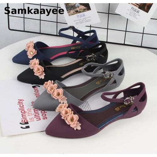 Size 36-40 Women Flats Casual Shoes Spring Autumn Female Flower Pointed Toe Sandals Buckle Strap Sneakers Breathable Zapatos y25