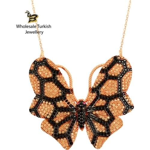 Rose Gold Color Butterfly Animal Necklace Women Gift Butterfly New Boho Trend Necklace 925 Sterling Silver Minimalist Necklace