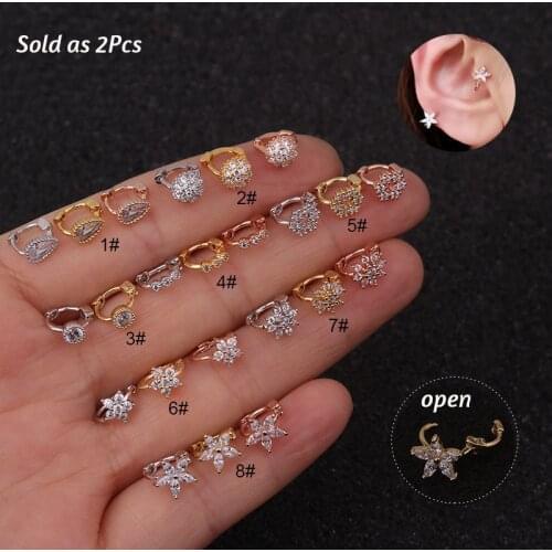 1Pc Gold Silver Color 5mm Copper Ear Piercing Jewelry CZ Helix Cartilage Earring Rook Hoop Snug Piercing Ring