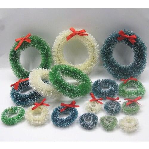 1Pc Christmas Wreath Mini Handmade Sisal Silk Xmas Ring For Home Christmas Tree Door Hanging Artificial Wreath Pendant Holiday