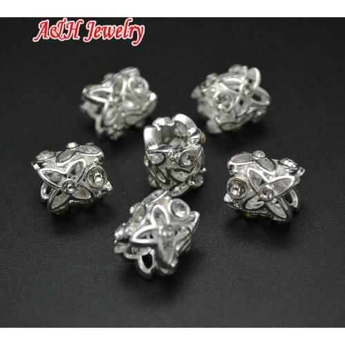 20pcs DIY Findings Silver Plated Copper Alloy 5mm Big Hole Spacer Beads For Luxury Jewelry Making Materials