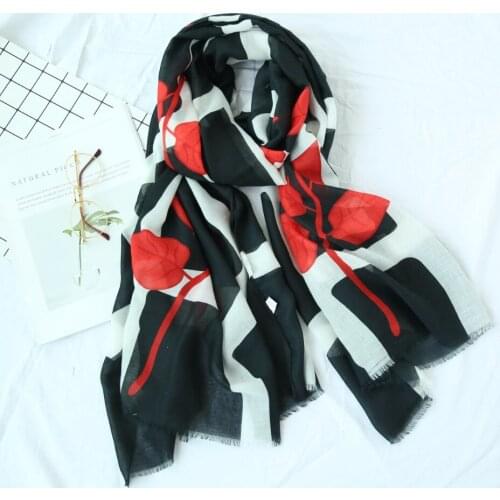 2018 Hot Sale Block And Leaves Fringe Scarves Shawls Cotton Voile Foliage Print Muslim Fringe Wrap Scarf Hijab Free Shipping