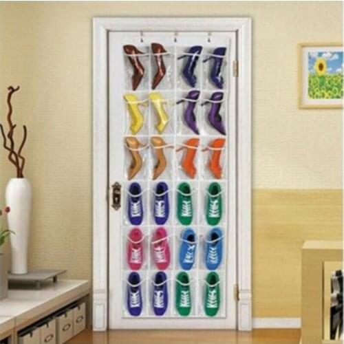 24 Pockets Over The Door Shoe Organizer Rack Hanging Storage Holder Hanger Bag Closet
