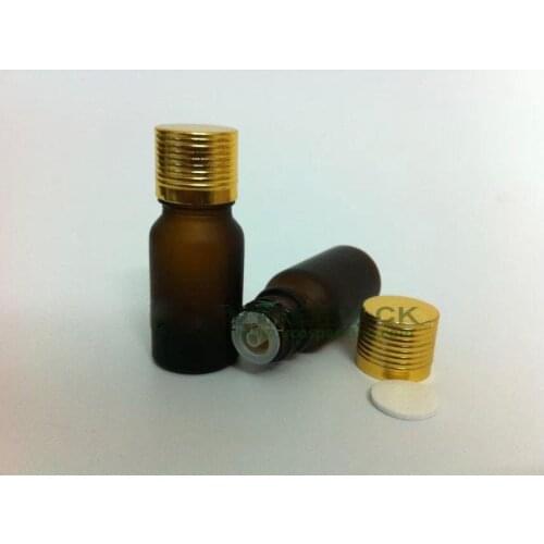 30pcs 10ml amber or brown glass Essential oil empty bottles with gold as caps/0.33oz frosted glass bottle with stoppers