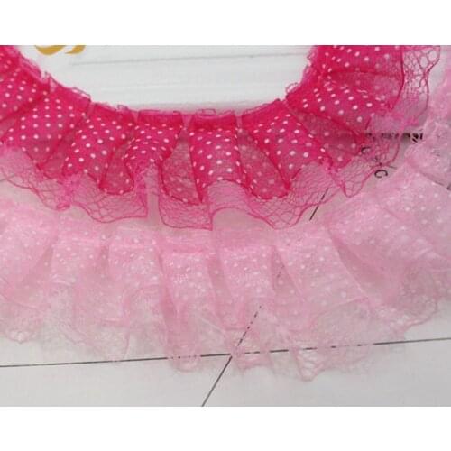 40Yards 4cm Lace Trim Pleated Lace Fabric Wedding Dress Sewing Accessories Trimmings For Clothing