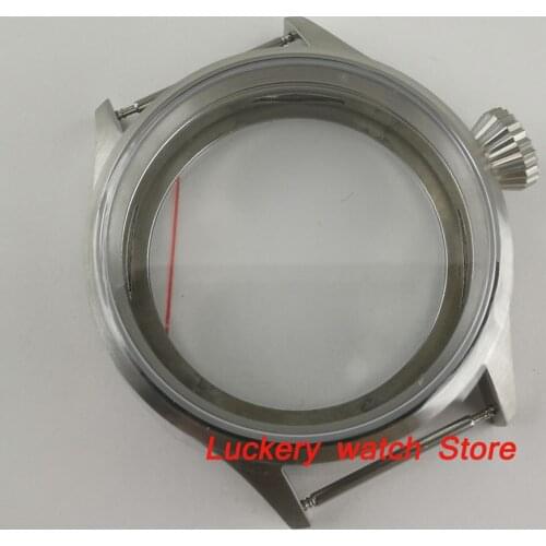 43mm watch case sapphire glass big crown 316L stainless steel Watch Case Fit ETA 6497 6498 ST3600 3620 movement-BK02