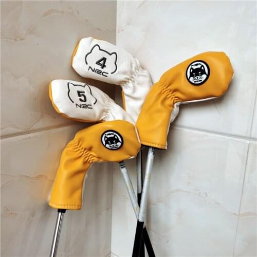 Animal 9pcs Golf Iron Head Covers Akita Dog PU Golf Irons Set Covers #4-9PAS For Man Women
