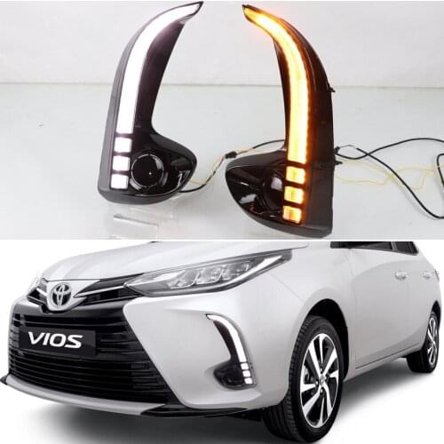 Car LED Daylights For Toyota Vios 2020 2021 Dynamic Turn Signal DRL Daytime Running Light Auto 12V Day Light