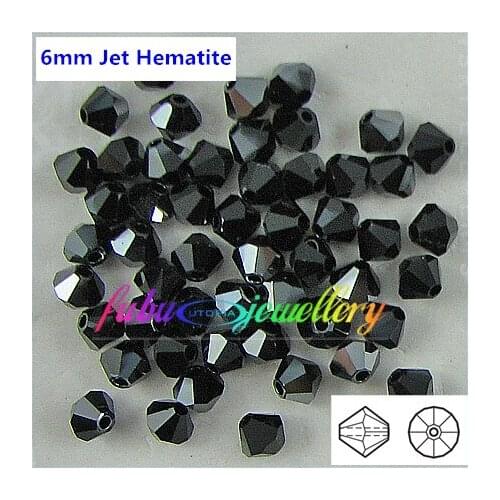 Free Shipping! 288pcs/Lot, AAA Chinese Top Quality 6mm Jet Hematite Crystal Bicone Beads