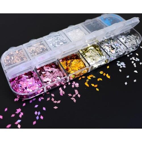 Nail Glitter 3D Flakes Holographic Nail Art Sequins Sparkly Paillette Nail Rhomboid Glitter Decorations Chameleon Nail Accessory