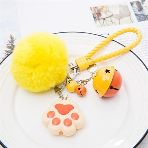 50pcs 5 colors Cat claw kitty Keyring Led Keychain flashlight Creative kids toy sound rings Key Chain Gift for Girl Child Friend