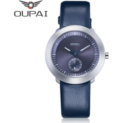 OUPAI 2016 8MM Ultra-thin Dial Men Watches Relogio Masculino Luxury Brands Leather Strap Quartz Watch Woman