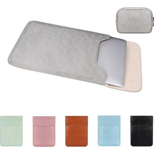 Hot PU Laptop Sleeve Bag Case For MacBook Air Pro Retina 11 12 13 15 Leather Soft Laptop Cover For Macbook 15.4 13.3 inch