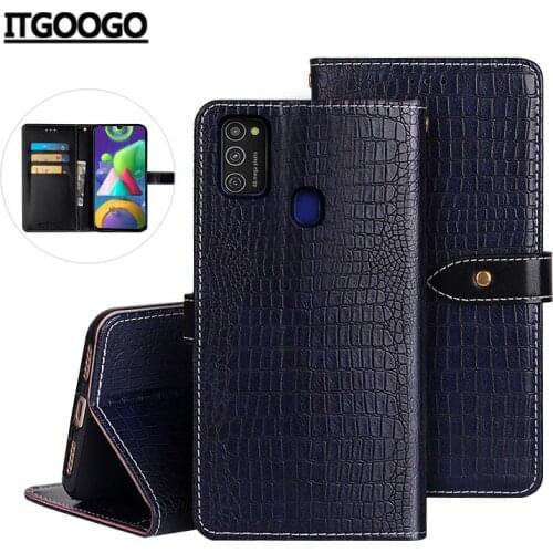 Case For Samsung Galaxy M21 Case Cover Crocodile Grain Flip Leather Case For Samsung Galaxy M21 Cover Business Phone Case