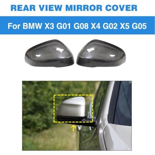 Carbon Fiber / ABS Black Rearview Side Mirror Cover Caps for BMW X3 G01 G08 X4 G02 2019 2020 Non M Replacement