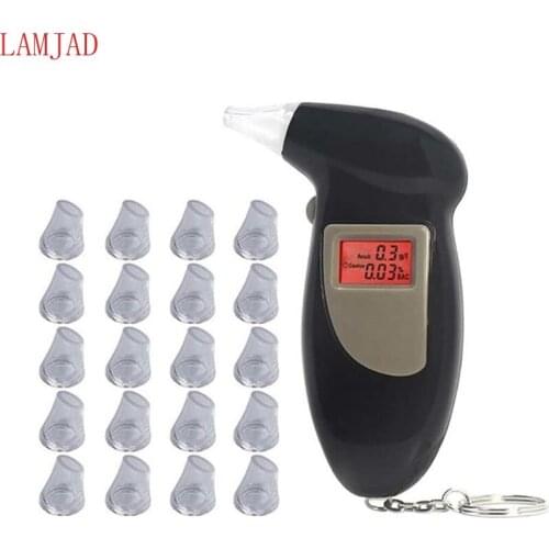 LAMJAD 68S Personal Alcohol Tester Digital Alcohol Detector Breathalyzer Police Alcotester Backlight Display with 21 mouthpiese