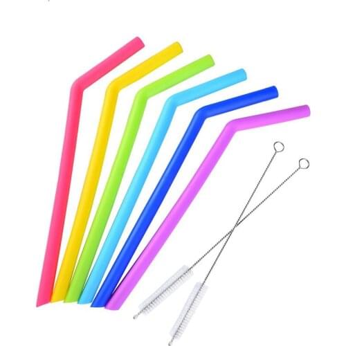 Colored Food Grade Silicone Straw for 20oz 30oz Cup Silica Gel Drinking Straw With Stainless Steel Brush LX2318