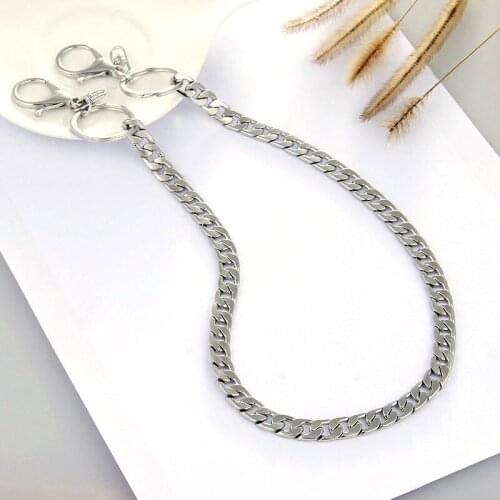 Long Metal Wallet Belt Chain Rock Punk Trousers Hipster Pant Jean Keychain Silver Ring Clip Keyring Mens HipHop Jewelry YE32