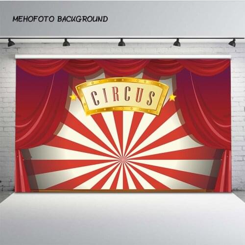Circus Backdrop Red Curtains Carnival Birthday Party Banner Photography Baby Shower Photo Studio Backgrounds Photobooth MW234