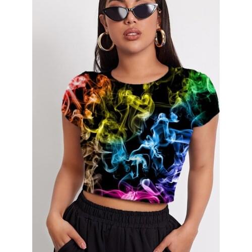 3d Tshirt Colorful T shirt Women Rainbow Shirt Print Smoke Cloud T-shirts 3d Art Tshirt Printed Womens Clothing Hip Hop Short