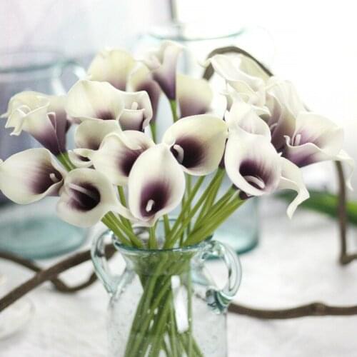 10pcs/lot Simulation Mini Calla PU Flower Branch Artificial Calla Flowers Decoration Wedding Flower Wall Home Table Bouquet