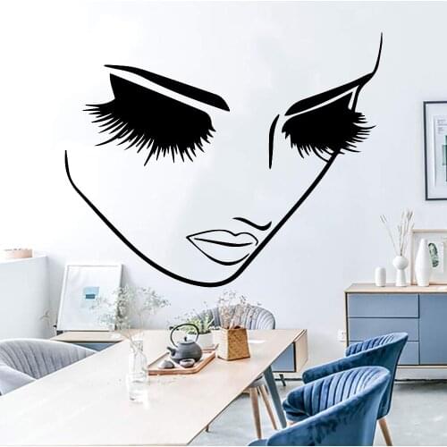 Delicate Eyelashes Wall Decals Beauty Slaon Art Decor Beautiful Woman Face Vinyl Wall Stickers Home Decoration Bedroom Z359