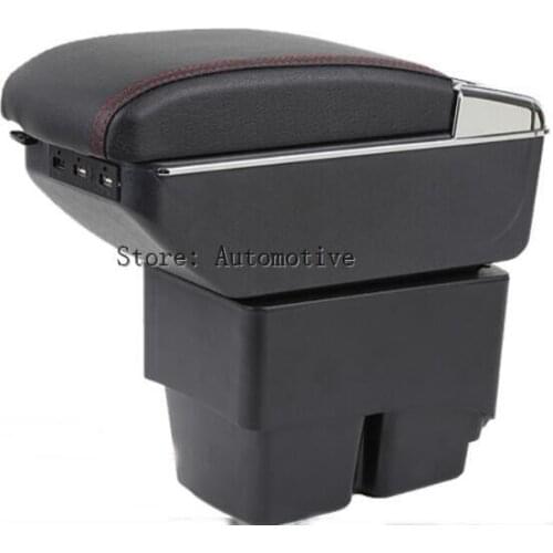 Center Console Storage Box Leather Dual Layer 2009-2017 Armrest Arm Rest For Ford Fiesta 2010 2011 2012 2013 2014 2015 2016