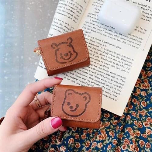 Cute Bear Leather Cartoon Lanyard Case For Apple AirPods 3 Charging Shell Earphone Protection Cover Box for Airpods Pro Cover