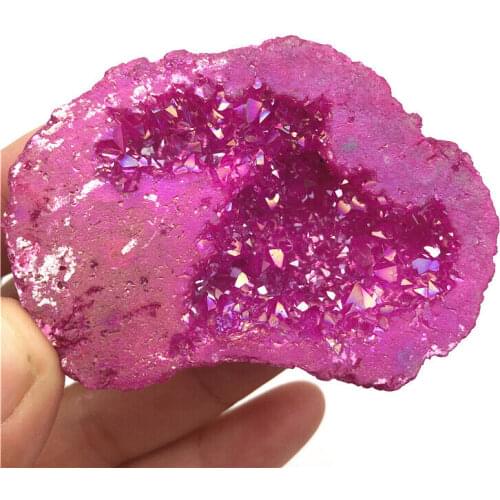 Beautiful Rose Titanium Aura Agate Quartz Cluster Crystal Points Geode Minerals Specimen Decorative Quartz Crystals