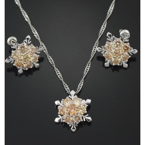 NIce Morganite Women Jewelry Sets With Chain Pendant Earrings Wedding Jewerly T012C