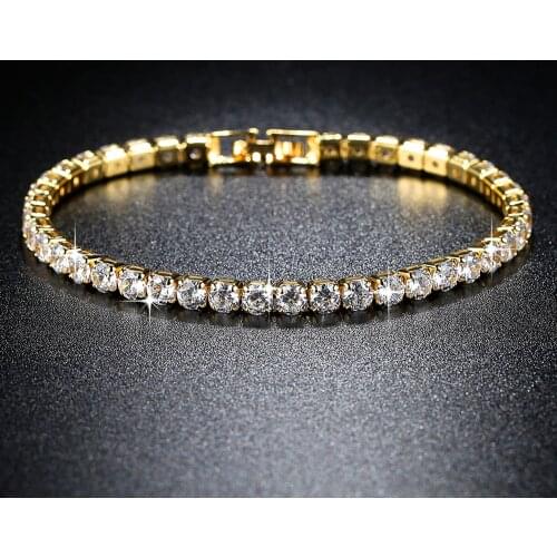 TTJACKW Trendy AAA Tennis Bracelet for Women Girls Luxury Micro Crystal Braslet Gold Silver Color Chain Bracelet&Bangles