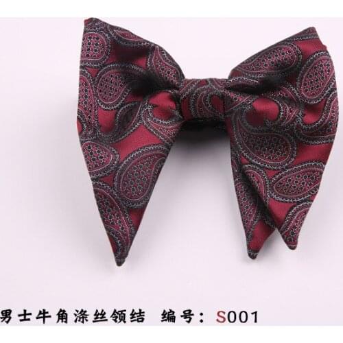 Manufacturers mens groom horns big bow tie shirt mens wedding retro European and American big cashew bow tie dress