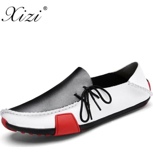 XIZI 2018 Men Breathable Causal Shoes Male Loafers High Quality Split Leather Moccasins Bullock Men Oxfords Shoes Flats for Men