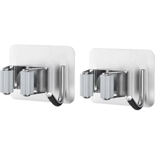 2 Pcs Mop Broom Holder Wall Mount,Broom Gripper Holds, Broom Dustpan Hanger Tool Organizer for Home, Kitchen, Garden