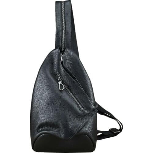 2020 New Genuine Leather Unisex top layer cowhide Chest pack fashion trend Outdoor cycling messenger bag