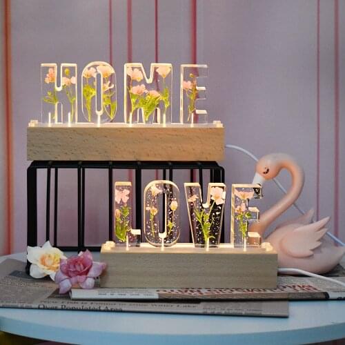 Novelty Dry Flower Decortive Plastic Light Sign USB Plug In Power Warm White LED Night Lamps for Home Bedroom Nursery Wedding