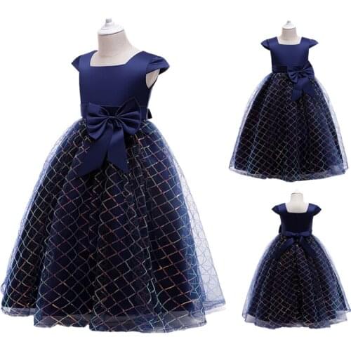 Babys New Summer Princess Dress Net Yarn Flower Girl Show Party Skirt Children Kids Lattice Lace Bow Clothes Piano Costume