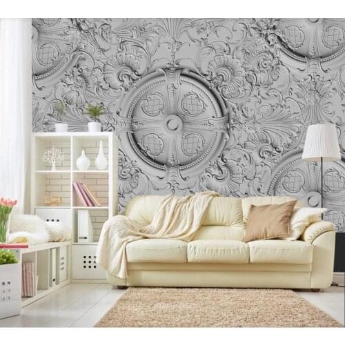 Wallpaper for walls 3 d Living room bedroom Off-white plaster line mural wallpaper 3d European pattern TV background wall