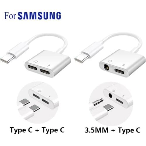 2 In 1 Type C Adapter Audio Splitter Cable For Samsung S21 S20 Note 20 Ultra Note 10 Plus USB C to 3 5 mm Jack Charger Converter
