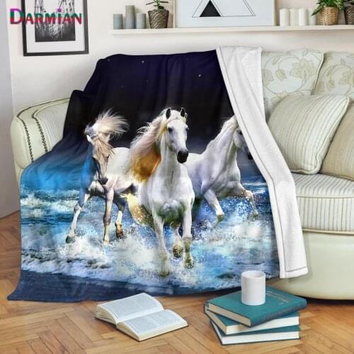 DARMIAN 3D Crazy Horse Pattern Printed Plush Throw Blankets Soft Comfortable Throw on Sofa Bedspreads Sheets Fashion Home Decor