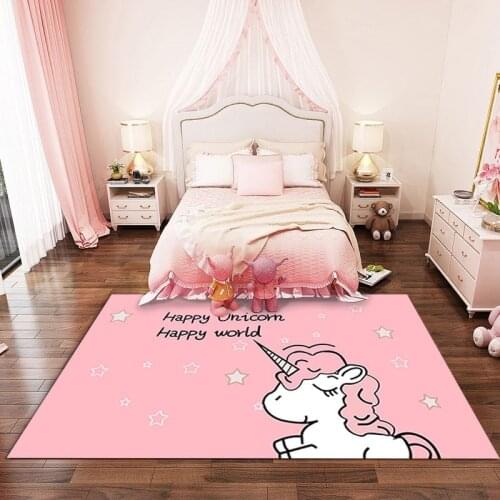 The princess pink carpet baby crawl cartoon kids room rugs and carpet unicorn home decoration bedroom area rug Cute tapete mat