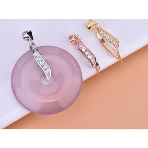 925 sterling silver bean-shaped pendant buckle jadeite beeswax jade safety buckle pin buckle DIY pendant accessories