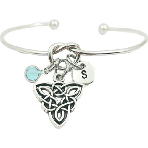 Trinity Jesus Wicca Retro Creative Initial Letter Monogram Birthstone Adjustable Bracelet Fashion Jewelry Women Gift Pendant