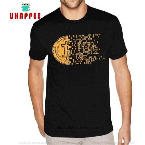 Short Sleeves Round Collar Natural Cotton Bitcoin Coin Numbers Tee-Shirts Vintage Boyfriend S Shirt